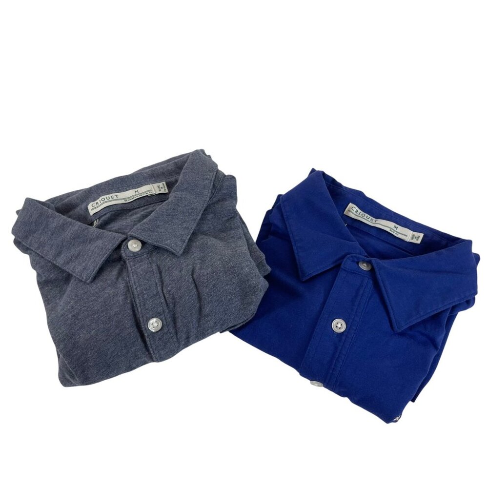 Criquet Lot of 2 Polo‎ Shirts Mens M Short Sleeve Blue Gray Pima Cotton
